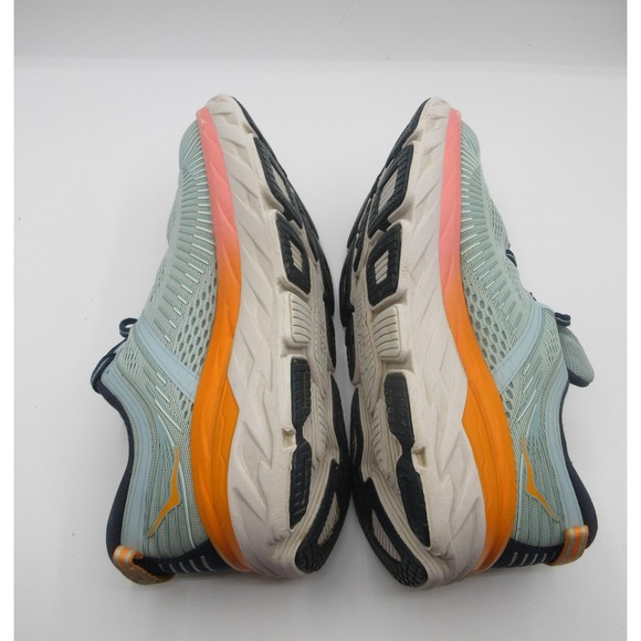 HOKA ONE ONE Shoes Womens Size 8.5 Wide Blue Orange Bondi 7 Running Cushioned - Picture 5 of 14